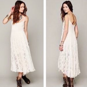 NWOT Free People Hailee white maxi lace dress with lace up sides size S!